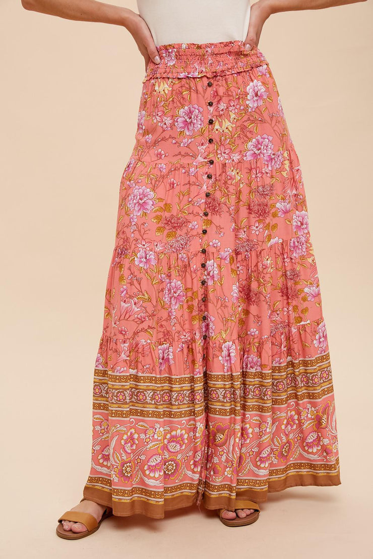 Watermelon Boho Maxi Skirt