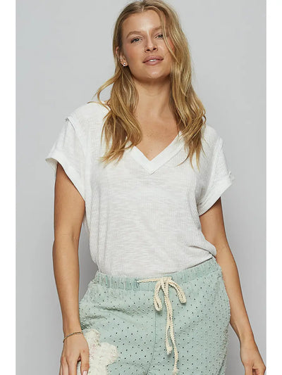 White Ribbed Tee