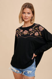 Whitney Black Embroidered Blouse