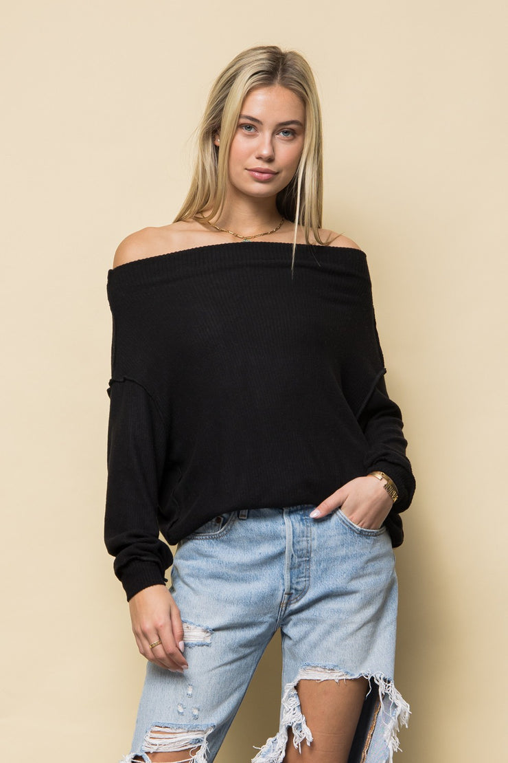 Rita Black Ribbed Sweater