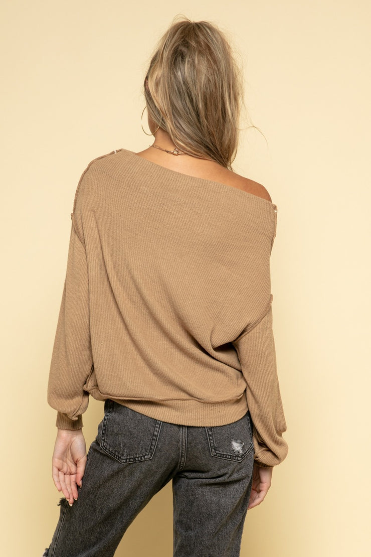 Rita Khaki Ribbed Sweater