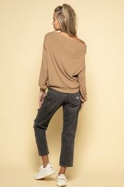 Rita Khaki Ribbed Sweater