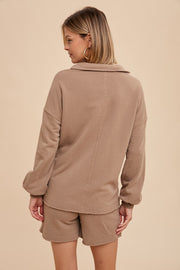 Terri Taupe Collared Sweatshirt