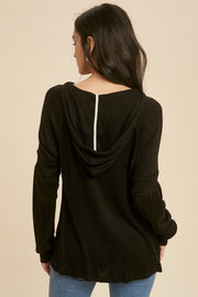 Black Hooded Henley