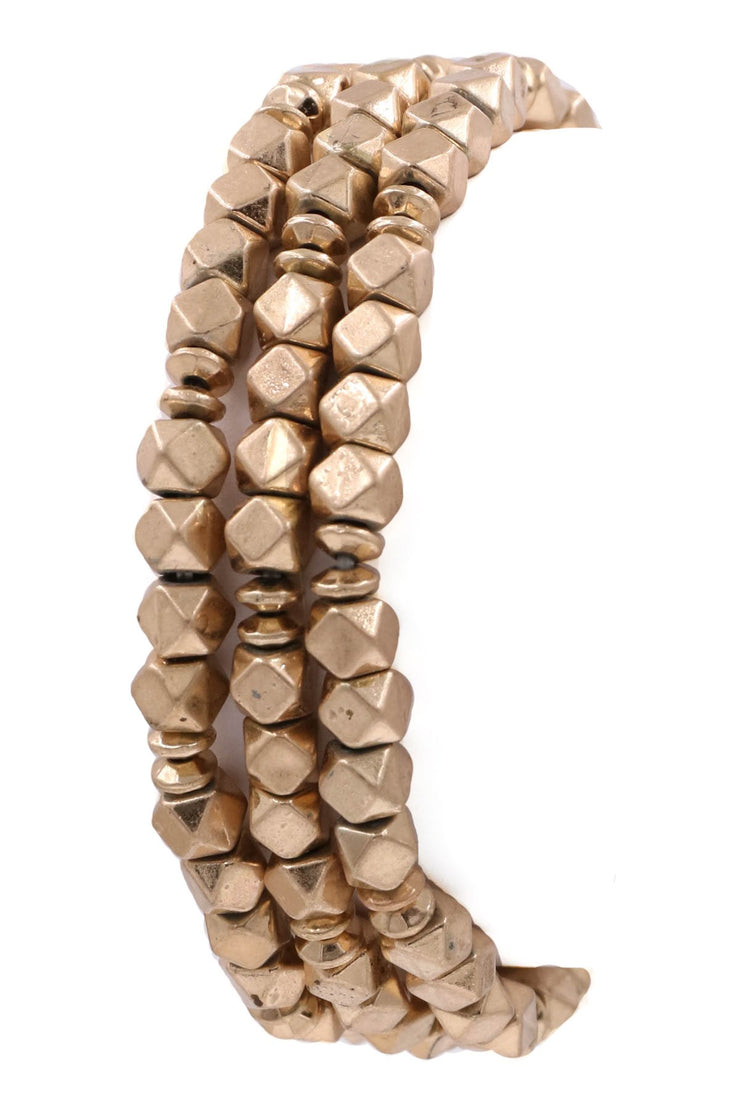 Worn Gold Stacked Bracelet