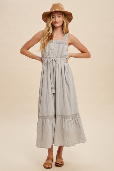 Loretta Grey Midi Dress