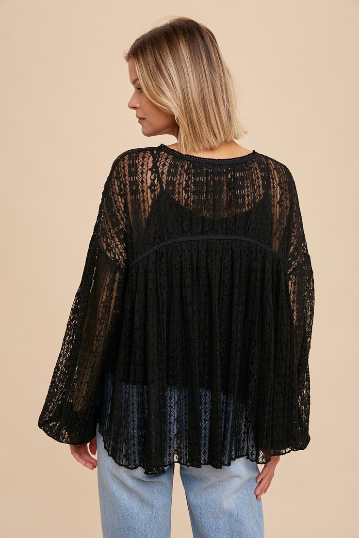 Lottie Black Lace Blouse