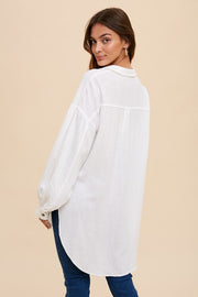 Lily White Linen Button-down