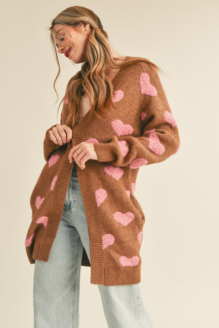 Extra Mocha Heart Cardigan