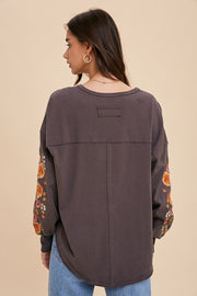 Amelia Charcoal Embroidered Blouse