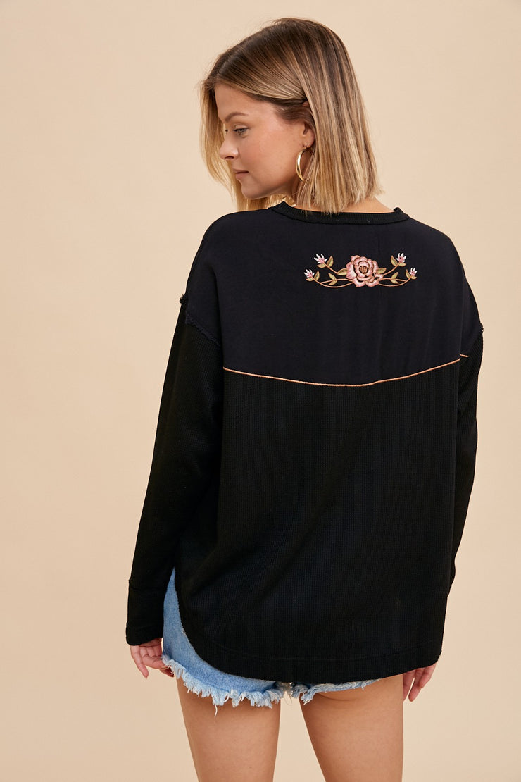 Whitney Black Embroidered Blouse