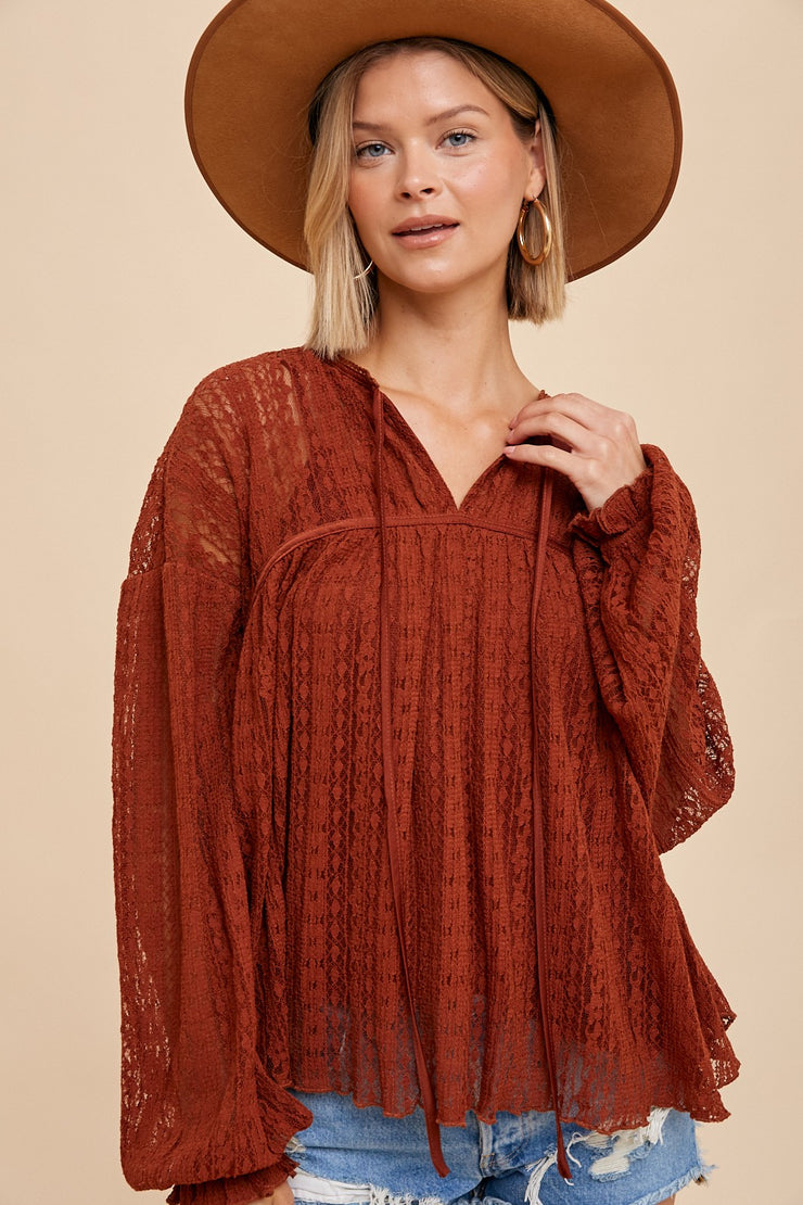 Lottie Pumpkin Lace Blouse