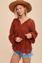 Lottie Pumpkin Lace Blouse