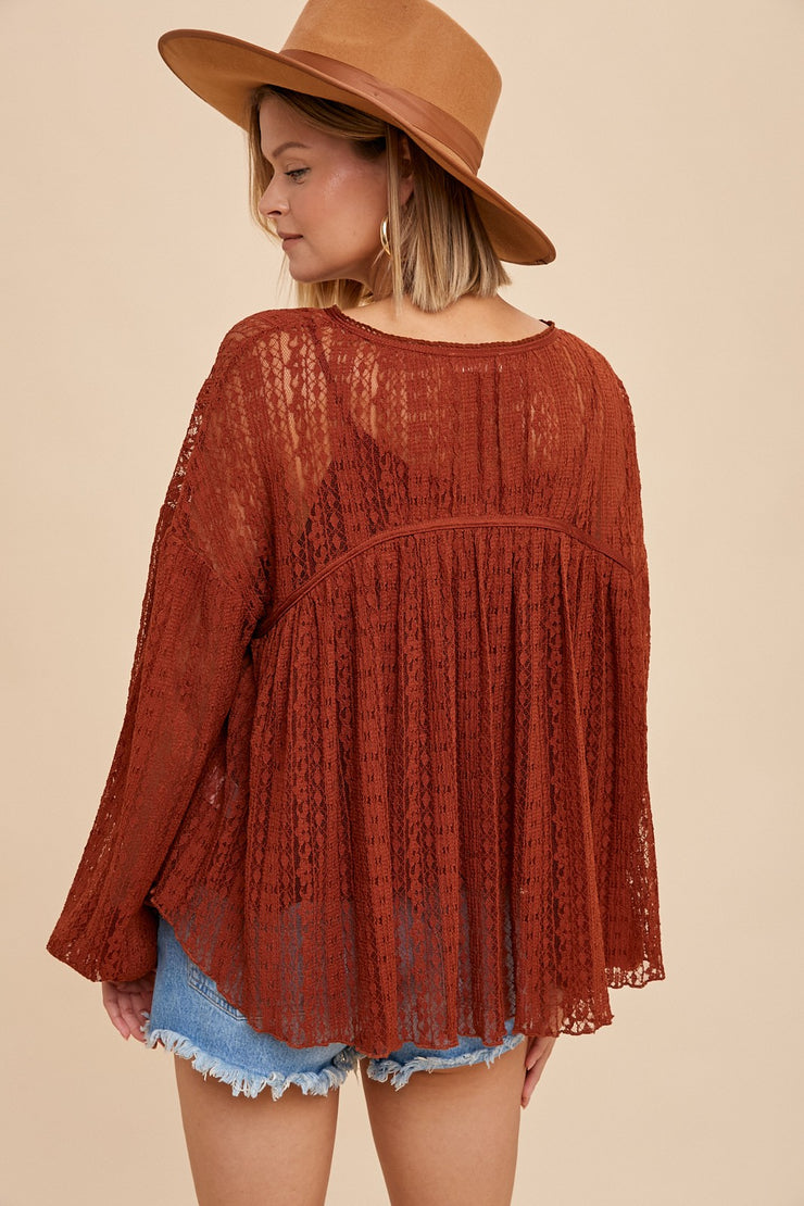 Lottie Pumpkin Lace Blouse