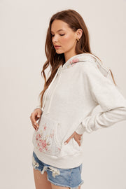 Quilted Floral Accent Hoodie