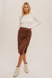 Twist & Shout Suede Midi Skirt