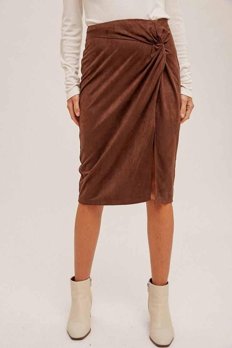 Twist & Shout Suede Midi Skirt