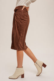 Twist & Shout Suede Midi Skirt