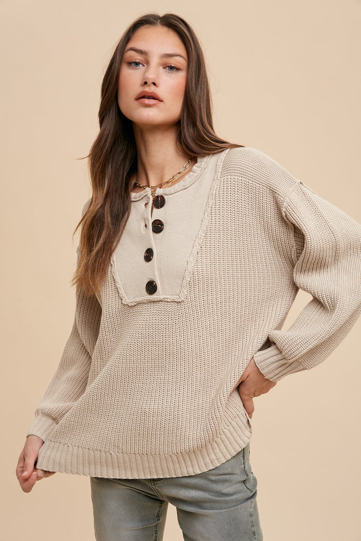 Button up Henley Sweater