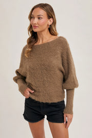 Hollie Mocha Boatneck Sweater