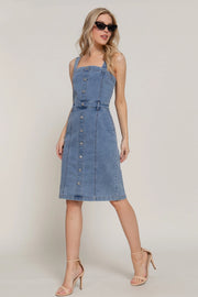Buttoned Up In Blue Dress