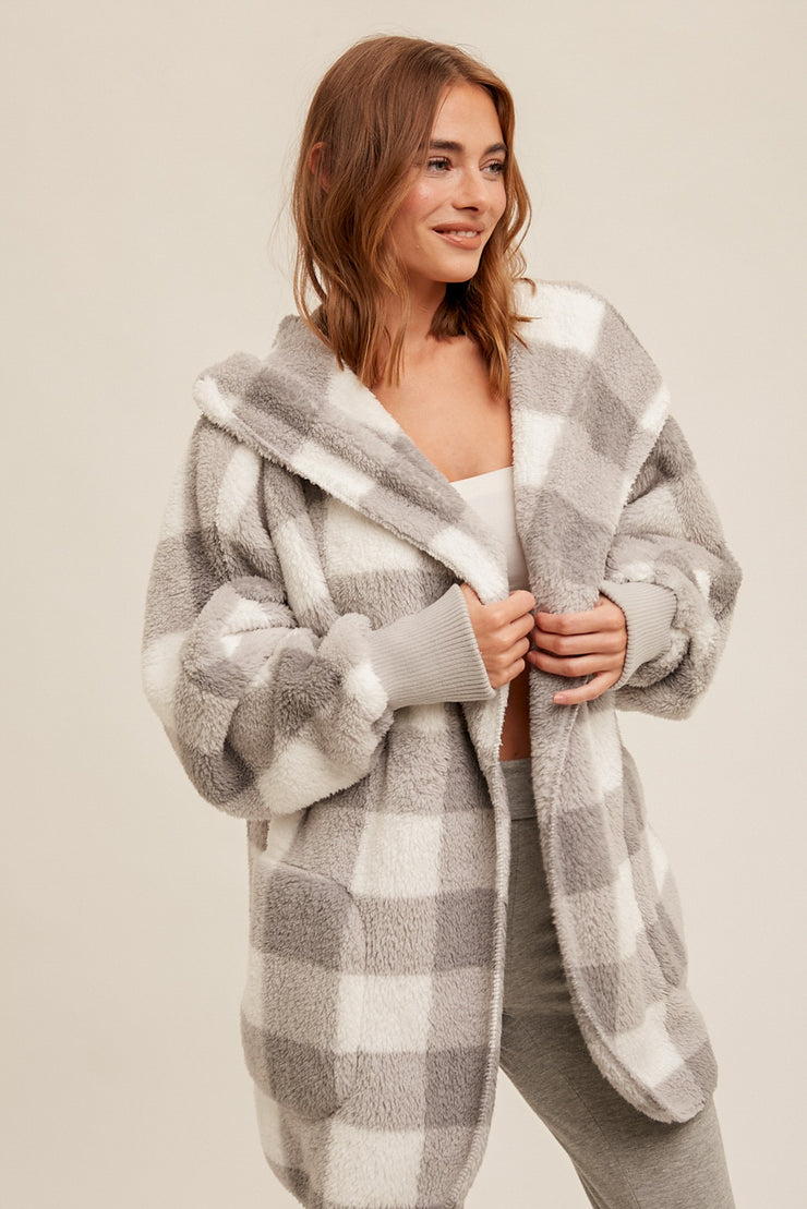 Pippa Grey Check Sherpa