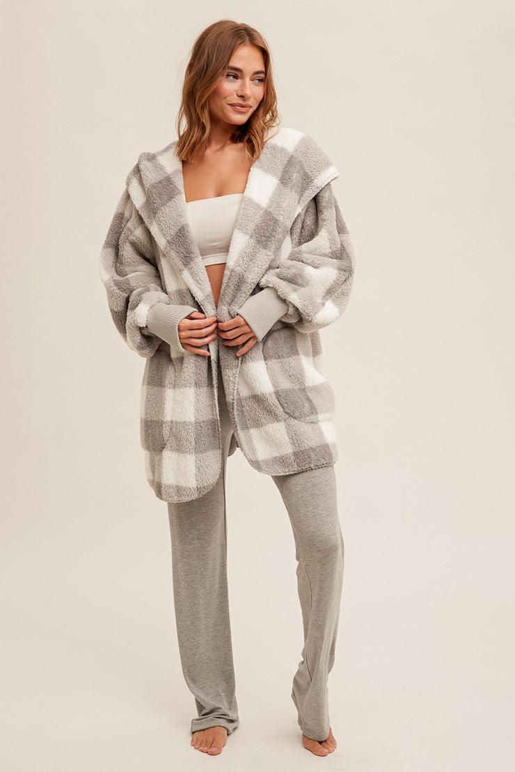 Pippa Grey Check Sherpa