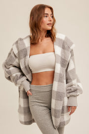 Pippa Grey Check Sherpa