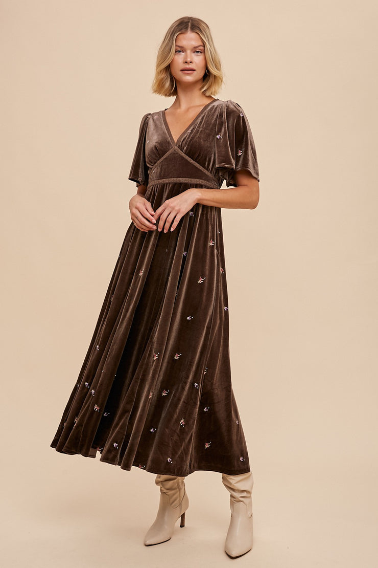 Hazel Pewter Velvet Dress