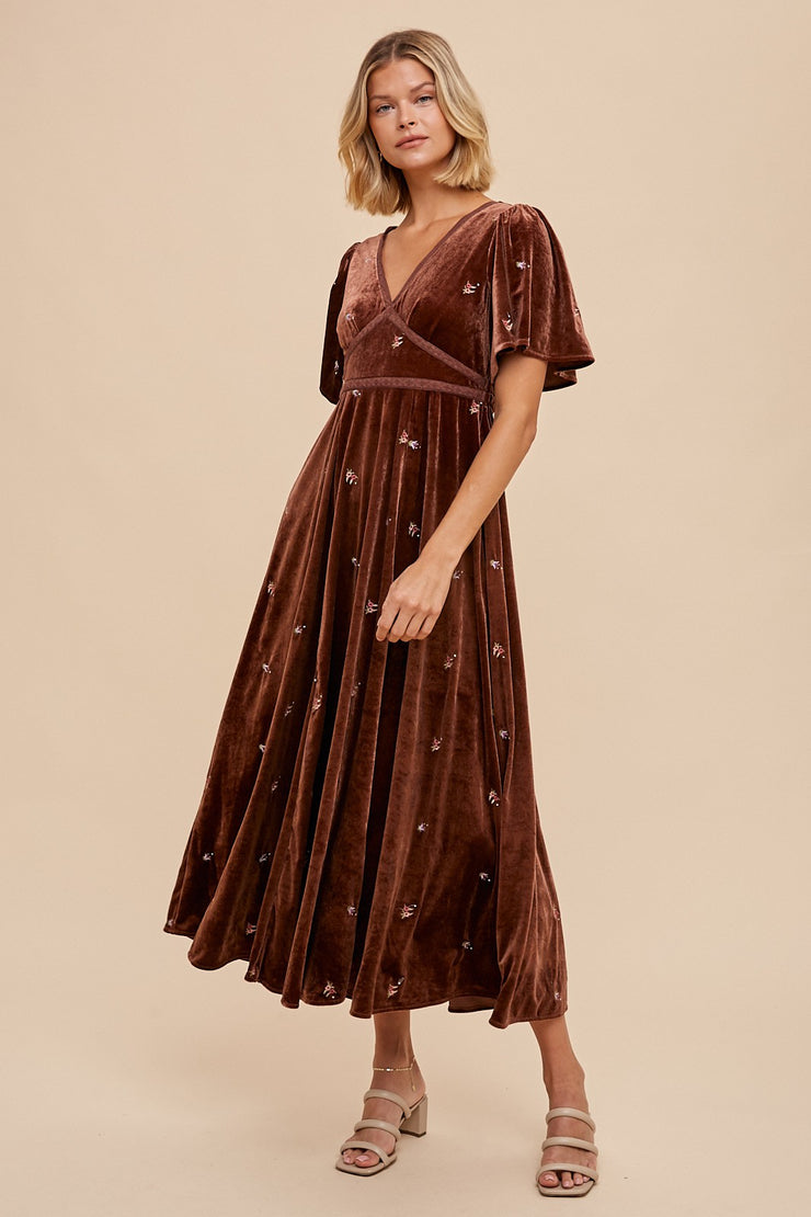 Hazel Mocha Velvet Dress