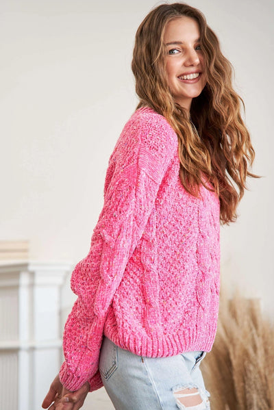 Bubblegum Cableknit Sweater