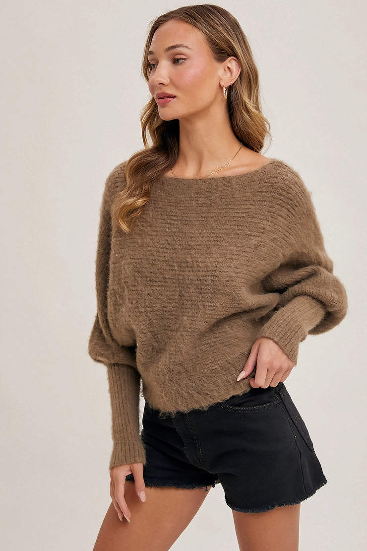 Hollie Mocha Boatneck Sweater