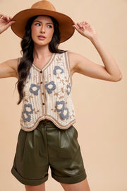 Vintage Flowers Crochet Vest