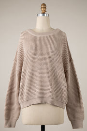 Beige Waffle Knit Sweater