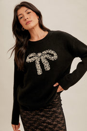 Pearl & rhinestone Bow Sweater