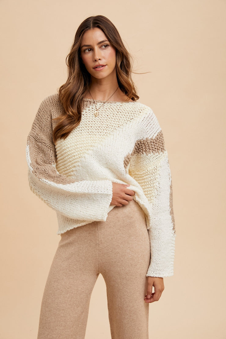 Colorblocked Chunky Knit Sweater