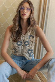 Vintage Flowers Crochet Vest