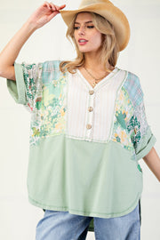 Sage Patchwork Blouse