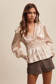 Satin Ruffled Blouse