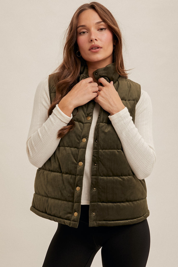 Olive Velvet Vest