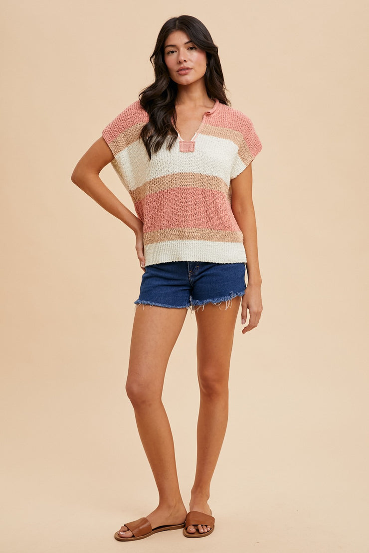 Peach Bellini Sweater Blouse