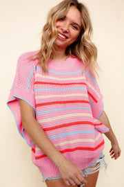 Rainbow Bright Dolman Sleeve Sweater Top
