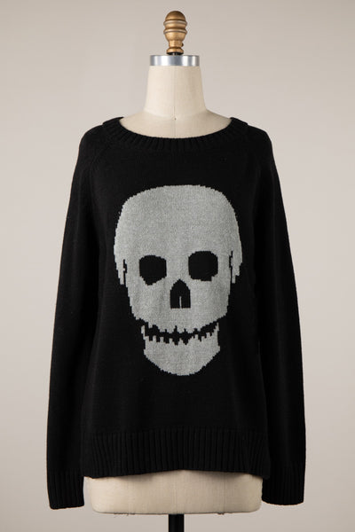 Black Skull Knit Sweater