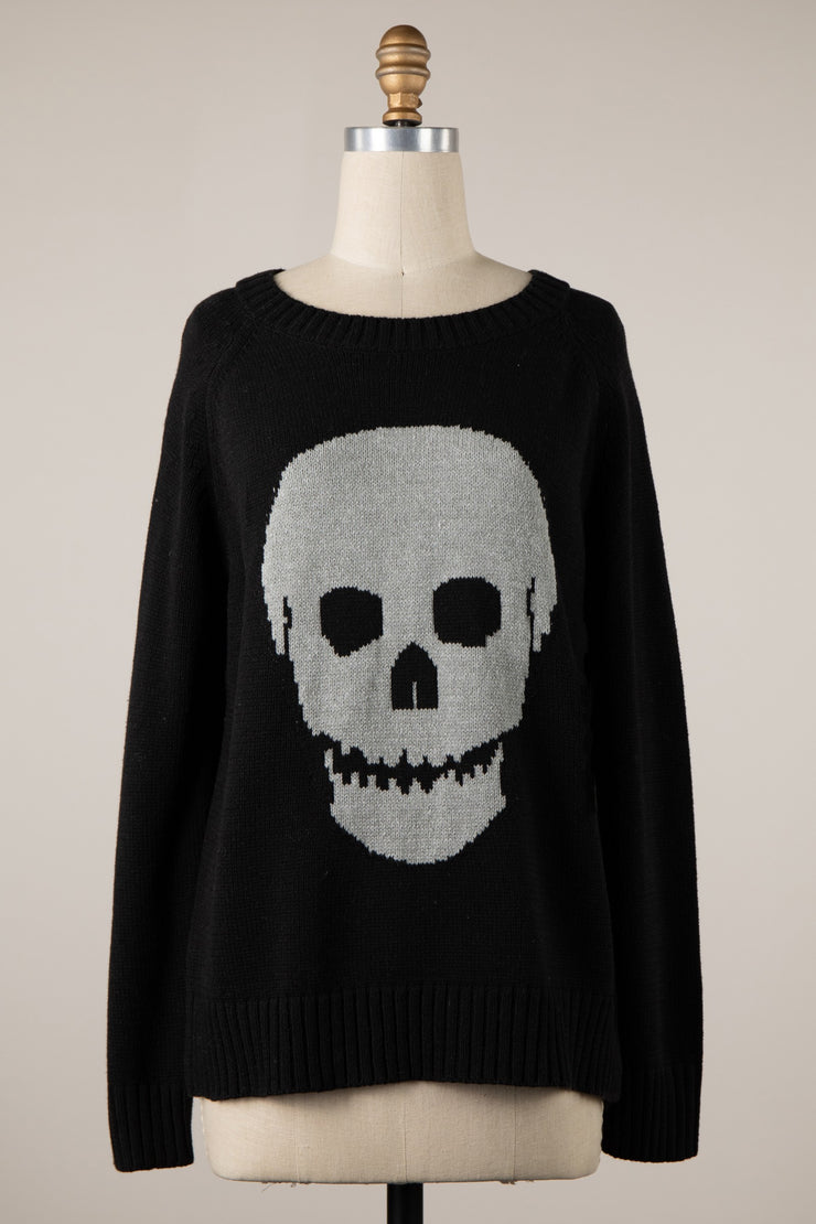 Black Skull Knit Sweater