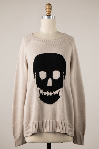 Khaki Skull Knit Sweater