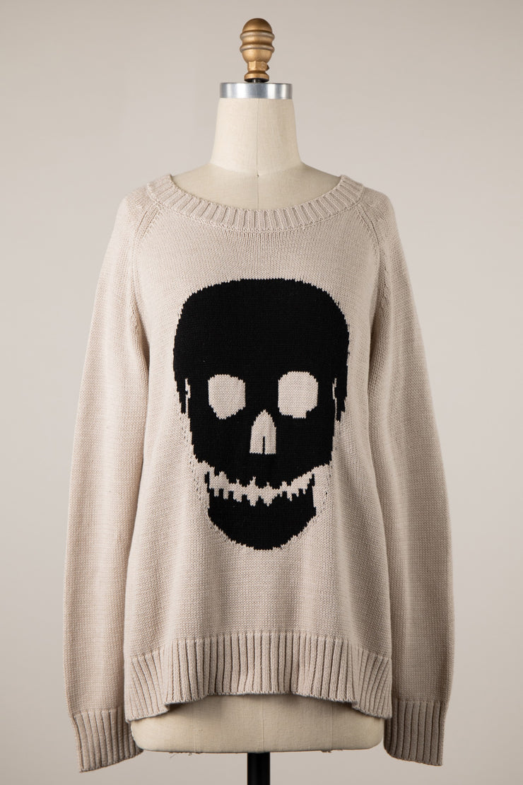 Khaki Skull Knit Sweater