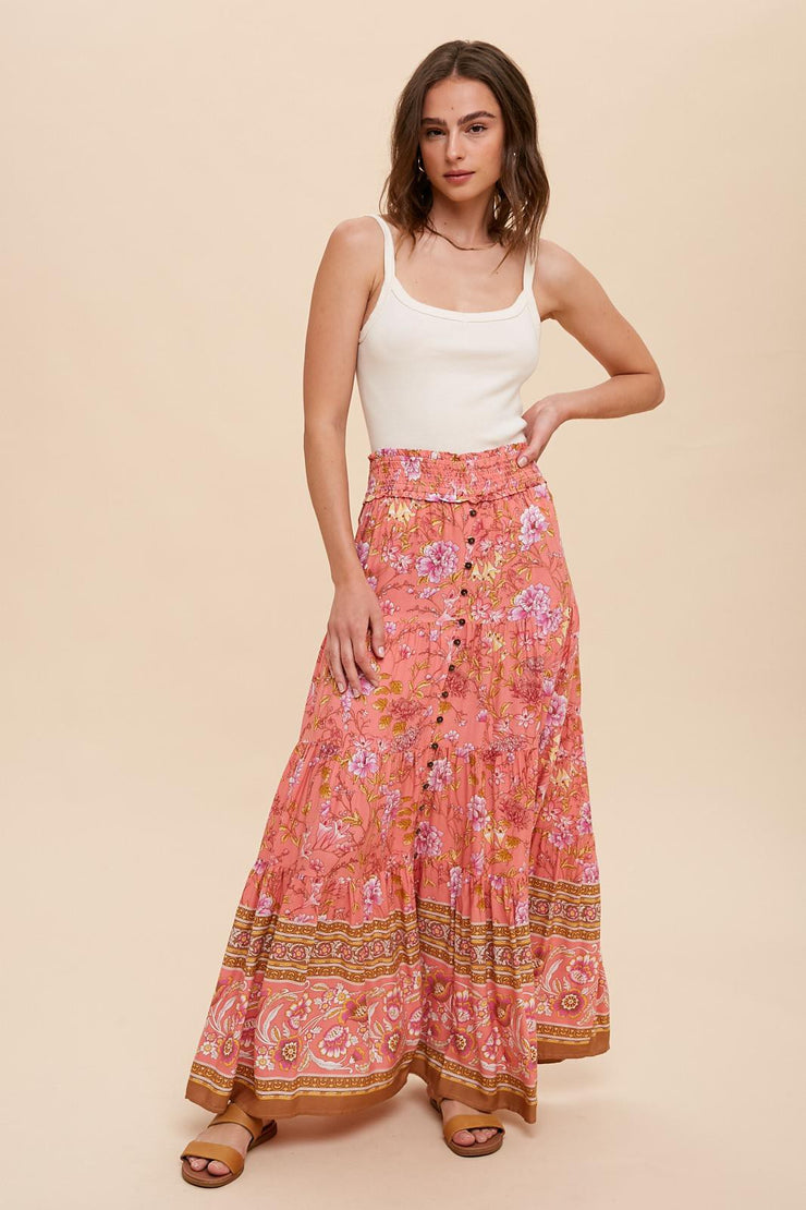 Watermelon Boho Maxi Skirt