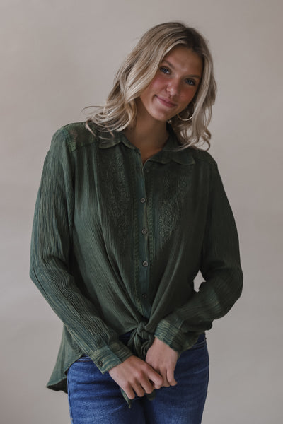 Olive Tie Top