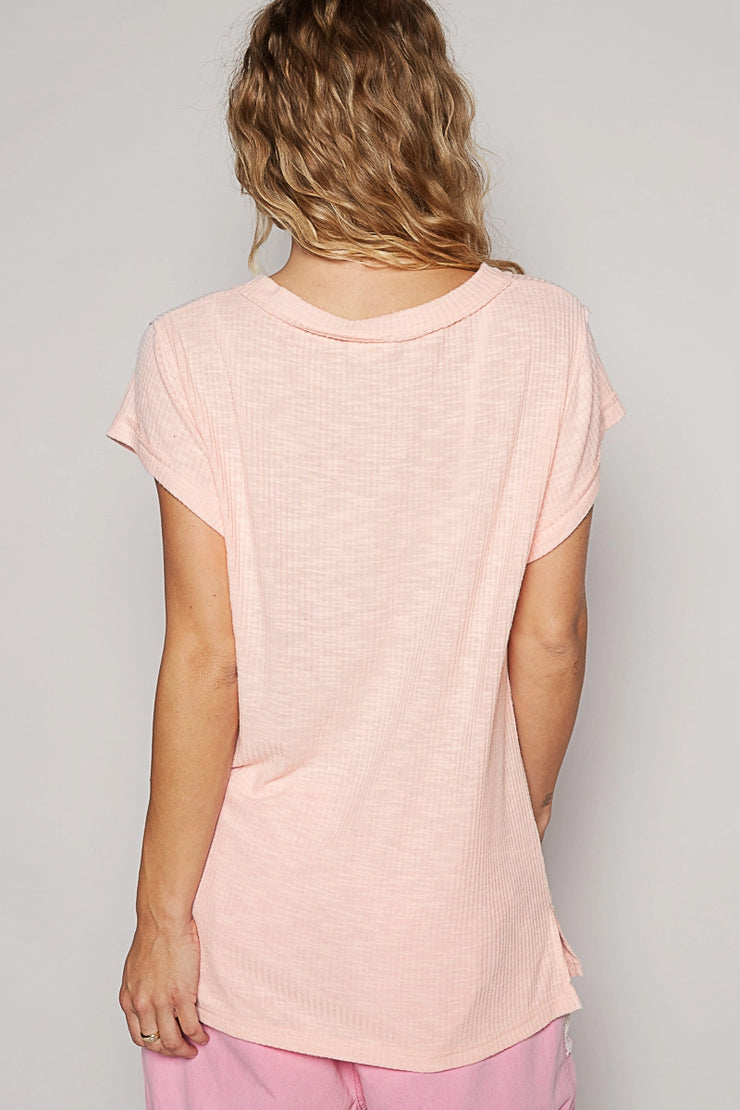 Peachy Ribbed Tee