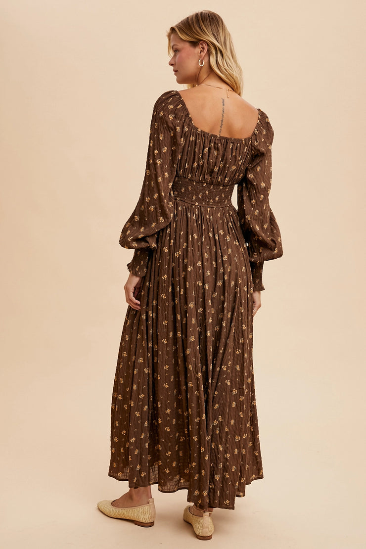 Chestnut Floral Maxi Dress